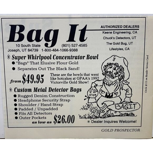 Bag It Gold Bags Print Ad Vintage 90s Joseph Utah Metal Detector Bags - Picture 6 of 6